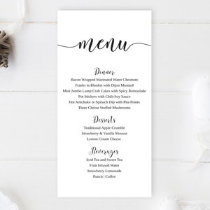 Simple wedding menu PRINTED  Wedding reception menu cards   Wedding table decoration  Personalized  wedding dinner menus