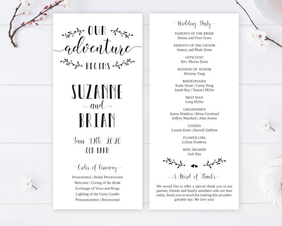 Printed Wedding Programs Cheap Ceremony Programs For Etsy