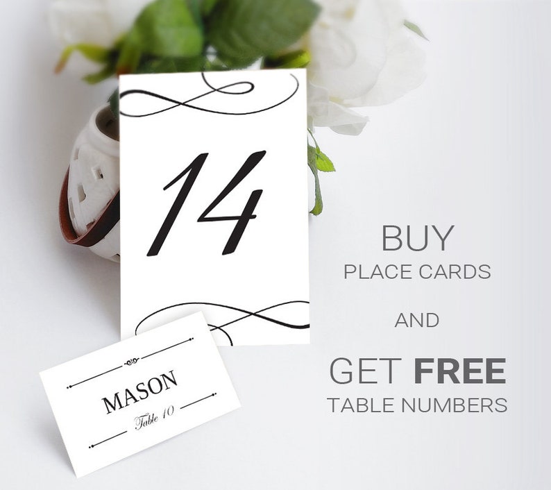 Printed Cheap Wedding Place Cards Free Gift Table Number Etsy