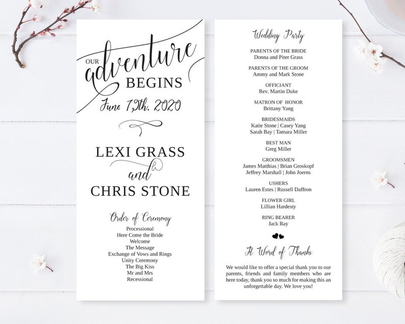 PRINTED / Cheap Wedding Programs / Elegant Wedding Program / Etsy