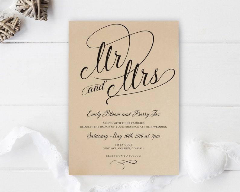 Cheap Wedding Invitations Printed Elegant Classic Simple Etsy