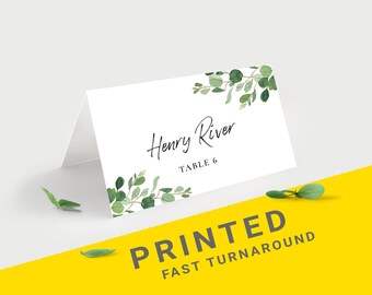Name Place Cards Wedding Personalized, Greenery Table Seating Cards