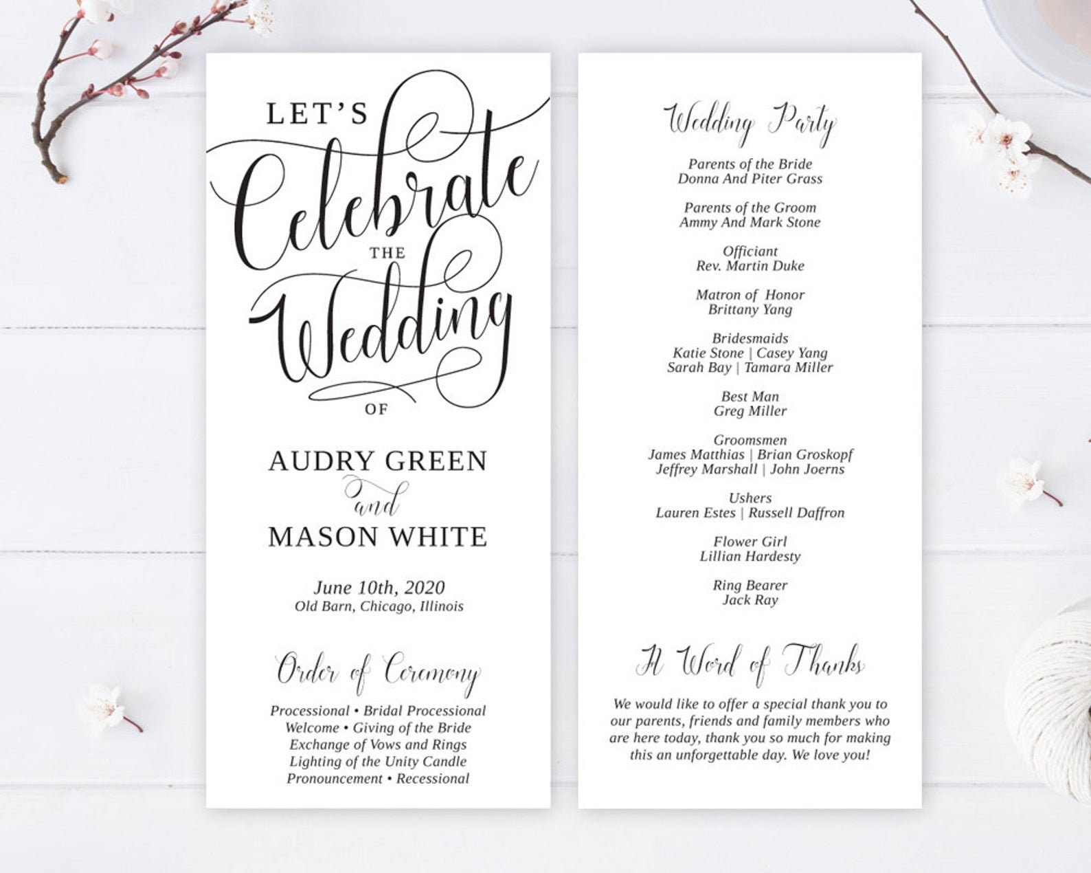 PRINTED / Cheap Wedding Programs / Elegant wedding program / Etsy