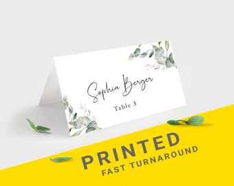 Greenery Place Cards Wedding, Personalized seating name cards