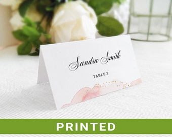 Watercolor place card folded   Pink place card   Table name cards printed   place names cards   Table seating card   Wedding placement card