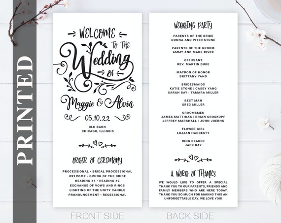 Wedding Program Printed On Premium Paper Modern Calligraphy Etsy Wedding Program Printed On Premium Paper Modern Calligraphy Etsy