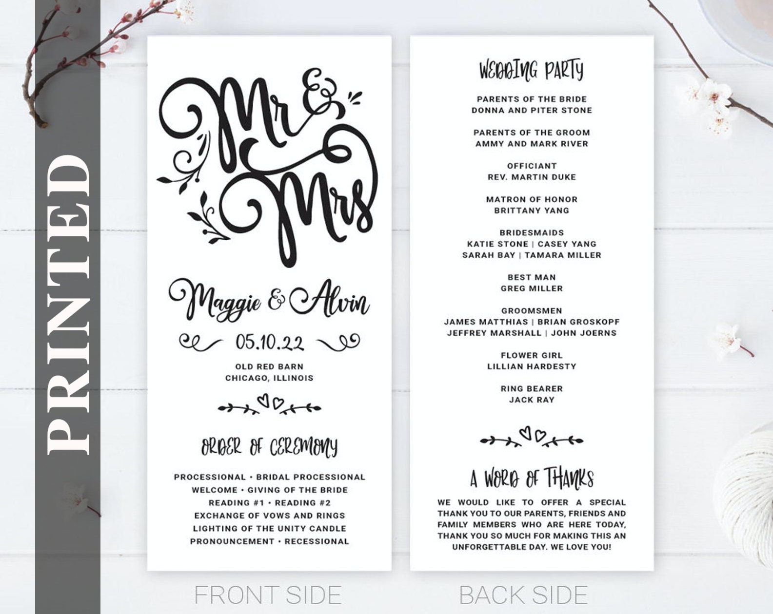 Printed Wedding Programs Modern Calligraphy Program For Etsy Printed Wedding Programs Modern Calligraphy Program For Etsy