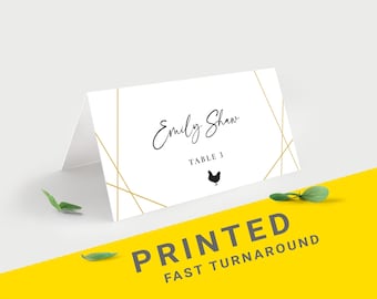 Gold wedding place cards printed | Guest name seating cards | Placement cards | Wedding name cards folded