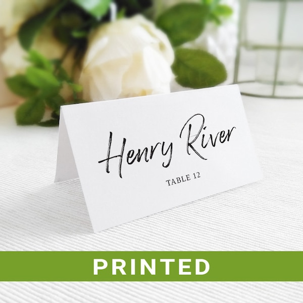 Wedding seating place cards printed, Escort cards folded