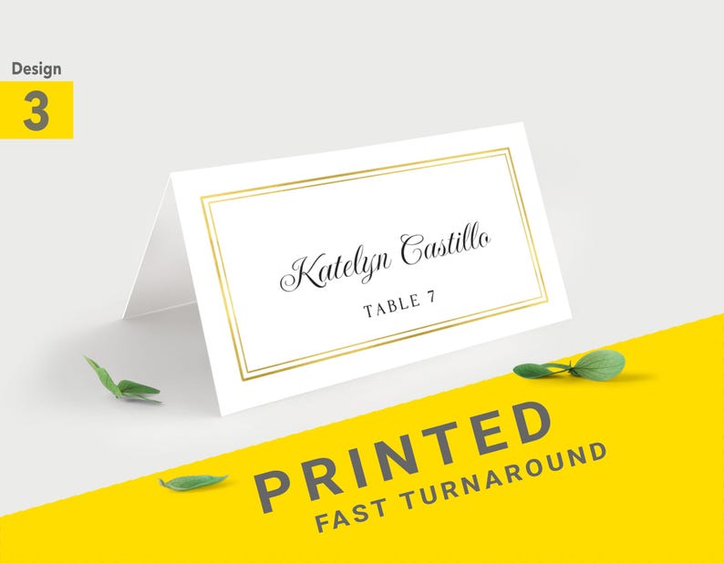 Name place cards with gold frame