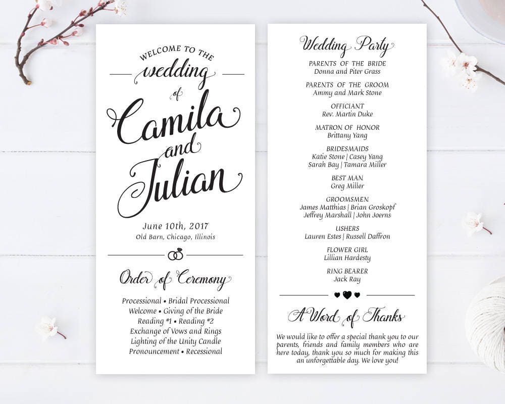 Cheap wedding programs printed on white premium paper / Etsy