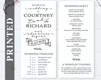 Custom wedding programs  wedding reception programs  Printed wedding program  black and white programs for wedding