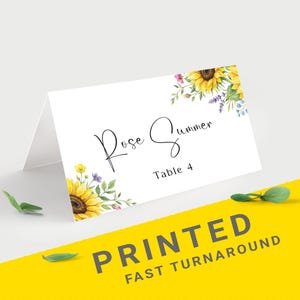 Sunflower wedding name place cards