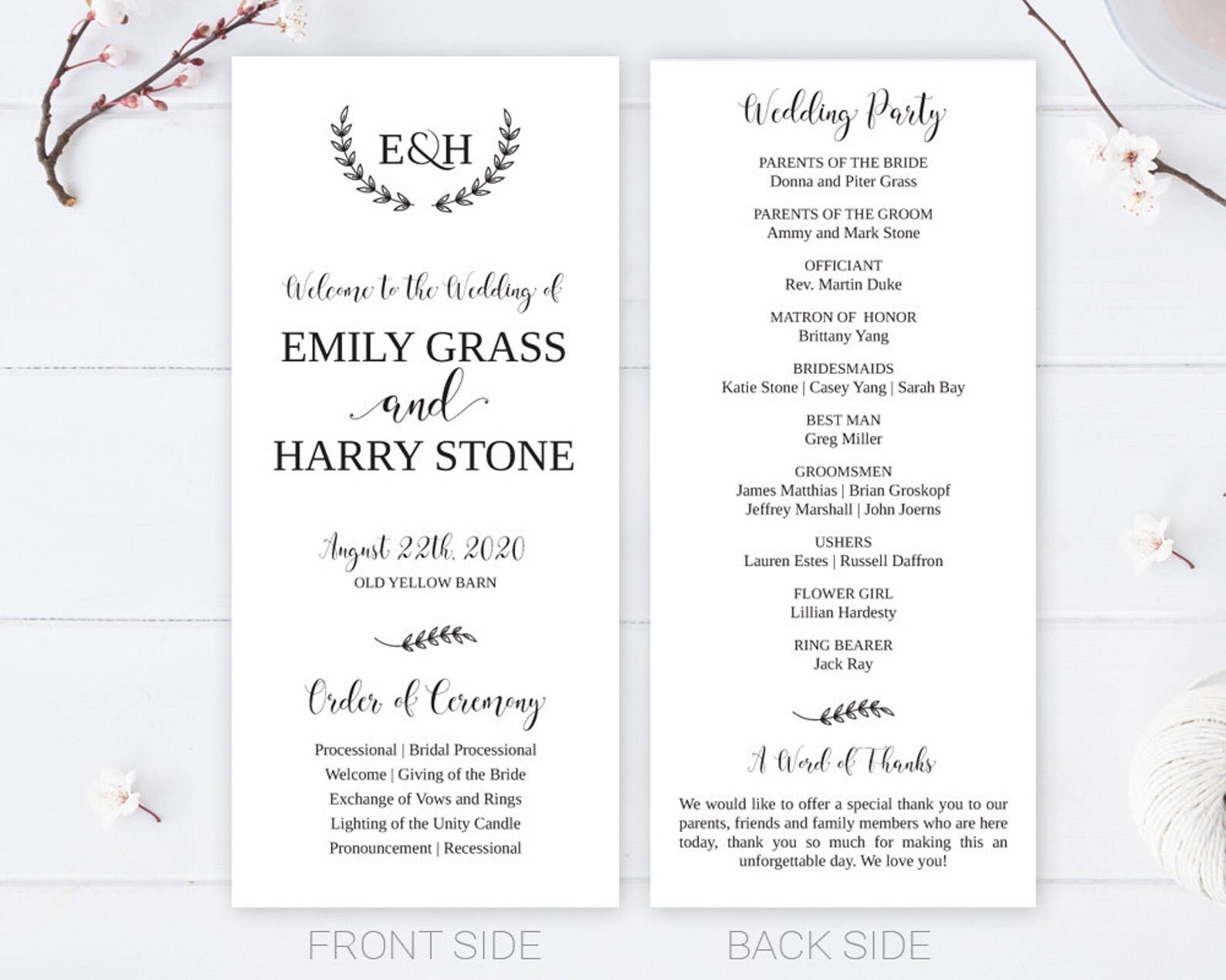 PRINTED / Cheap Wedding Programs / Elegant Wedding Program / Etsy