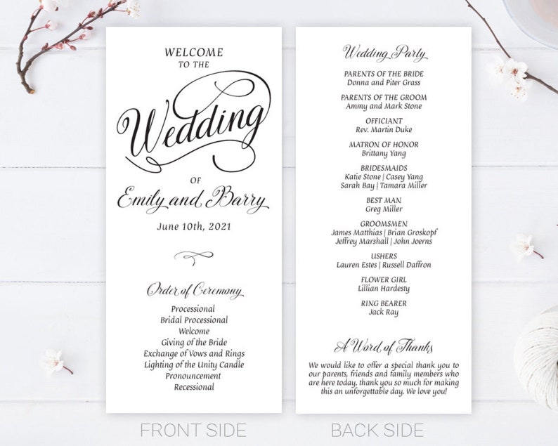 PRINTED / Cheap Wedding Programs / Elegant Wedding Program / Etsy