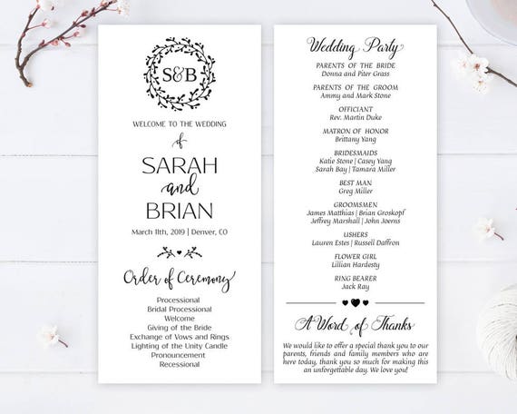 Printed Inexpensive Wedding Programs Printed On Premium Etsy