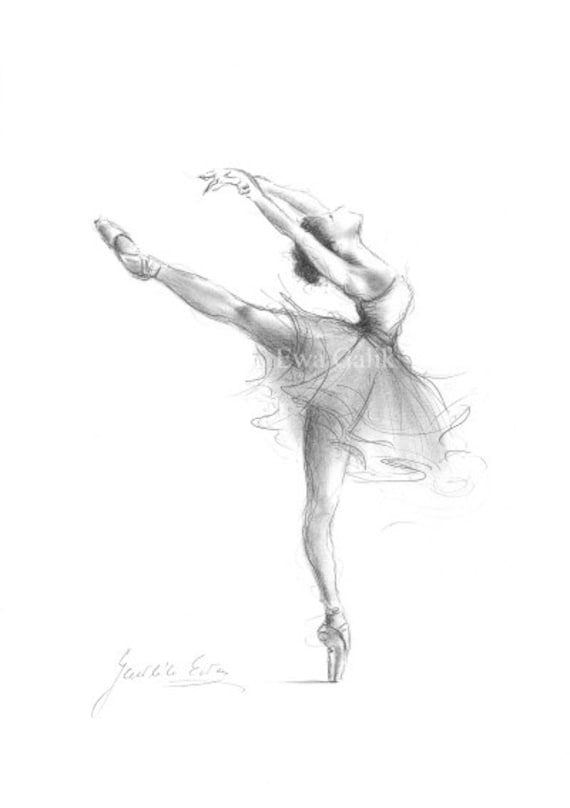 Impresión de bailarina boceto de bailarina dibujo de - Etsy México