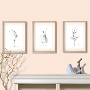 Set of 3 Ballerina, Ballerina Prints, Ballerina Sketch, Ballerina Art Print, Ballerina Drawing, Girl Room Décor, Gift for Girl image 2