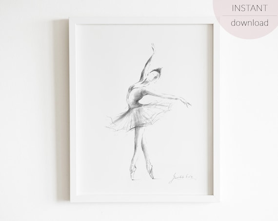 Ballerina Drawing, Ballet Dancer, Pencil Sketch Framed Art Print by  ArtQPrints | Society6