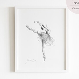 Ballerina Print, Digital Wall Art, Sketch Printable, Pencil Sketch ...