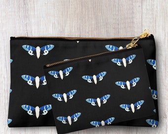 Handmade butterfly print pencil case, make up bag, purse, zipper pouch.