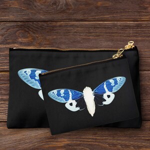 Handmade butterfly print pencil case, make up bag, purse, zipper pouch.