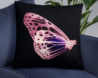 pink butterfly cushion cover - scatter cushion - insect gifts - gothic home decor - butterfly Bohemian 18"x18" Square Throw Pillow