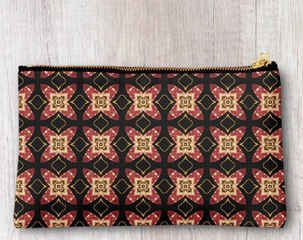 Handmade Geometric print pencil case, make up bag, purse, zipper pouch.