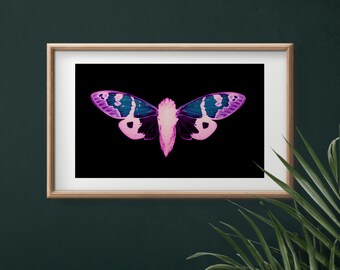 Cicada wall art, cicada poster, cicada print, bug lover gifts, purple wall art