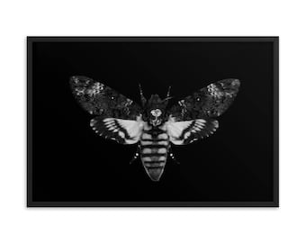 Muertes cabeza halcón polilla pared arte impresión, arte de polilla, cartel de polilla, acherontia atropos, impresión de polilla cráneo