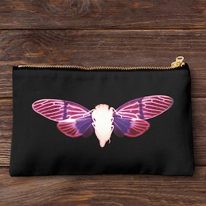 Handmade butterfly print pencil case, make up bag, purse, zipper pouch.