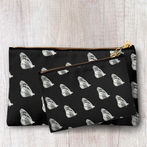 Handmade butterfly print pencil case, make up bag, purse, zipper pouch.