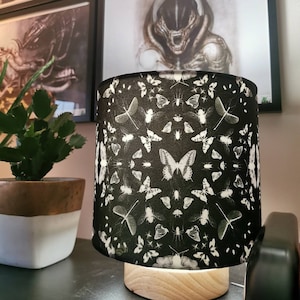 Butterfly and insects light shade, Vegan suede drum lamp shade, handmade decor