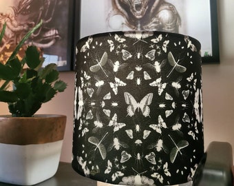 Butterfly and insects light shade, Vegan suede drum lamp shade, handmade decor