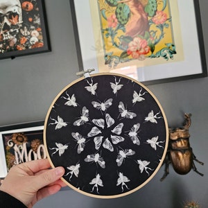 Death head  embroidery hoop, wall art, alternative photography