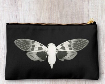 Handmade butterfly print pencil case, make up bag, purse, zipper pouch.