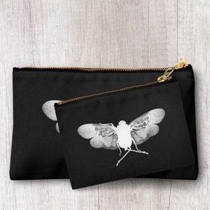 Handmade butterfly print pencil case, make up bag, purse, zipper pouch.