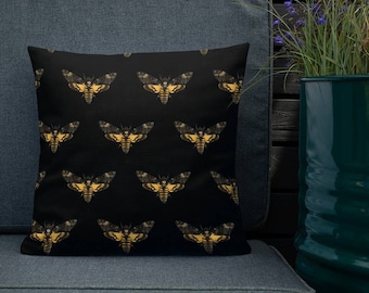 Death head moth Cushion, Gothic Home Decor, insect pillow case , throw cushion , scatter cushion , printed cushion, Halloween decor