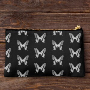 Handmade butterfly print pencil case, make up bag, purse, zipper pouch.