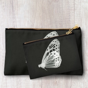 Handmade butterfly print pencil case, make up bag, purse, zipper pouch.