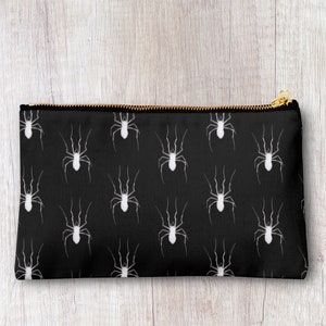 Handmade spider print pencil case, make up bag, purse, zipper pouch.