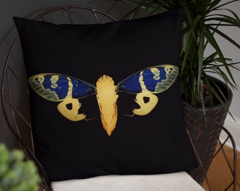 blue cicada cushion cover - insect pillow case - throw cushion - scatter cushion - printed cushion - gothic couch cushion