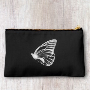Handmade butterfly print pencil case, make up bag, purse, zipper pouch.