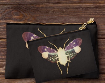 Handmade butterfly print pencil case, make up bag, purse, zipper pouch.