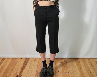 vintage black cropped pants Nolwenn Creations I classic high waist pants I size 40 I Size M I plain I minimalist