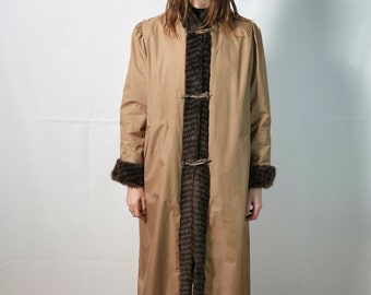 Vintage faux fur coat I women's long coat I chic coat I Winter coat I Beige coat
