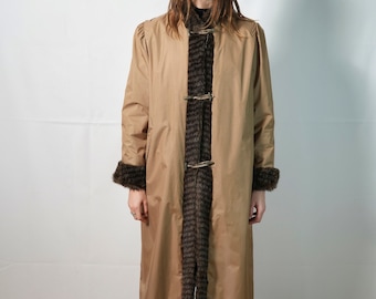 Vintage faux fur coat I women's long coat I chic coat I Winter coat I Beige coat