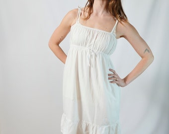 vintage nightie dress I 100% cotton I nightgown I women's white dress I retro embroidered nightie