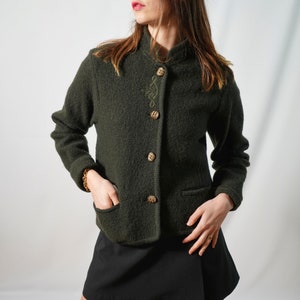 vintage cardigan autrichien I cardigan vert sapin 100% laine I folklore autrichien I taille 38 I gilet en laine image 1