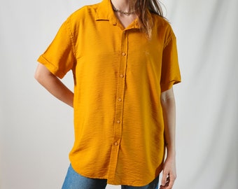 vintage orange shirt The sailor I short sleeves I summer shirt I XXL I plain shirt I minimalist shirt